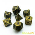 Bescon Heavy Duty Old Bronze Solid Metal Dice Ensemble, ancienne Dice Dice 7pc